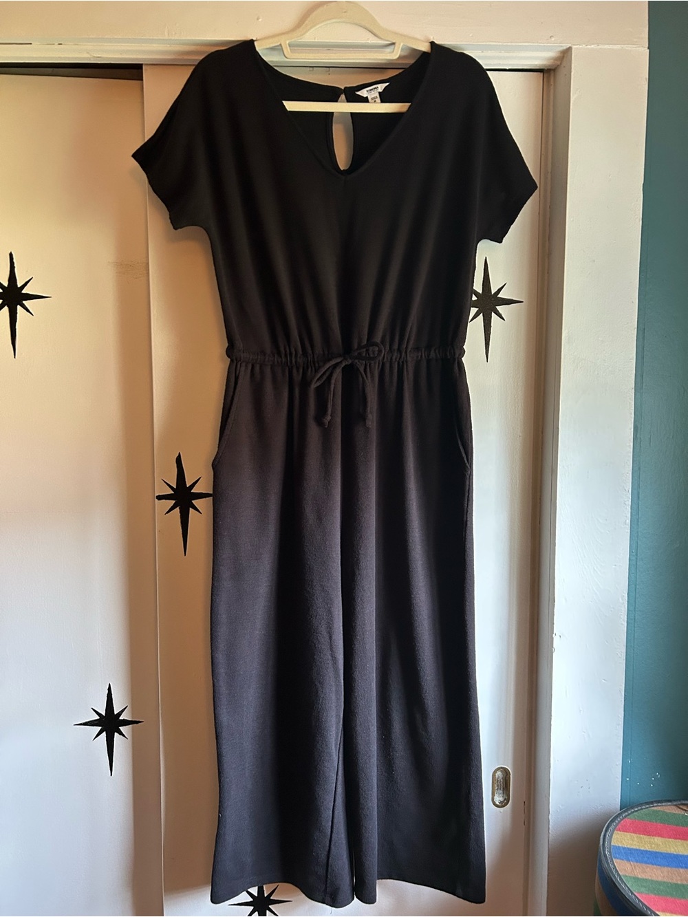 Women’s Black Sonoma Short Sleeve Jumpsuit with Drawstring Waist
